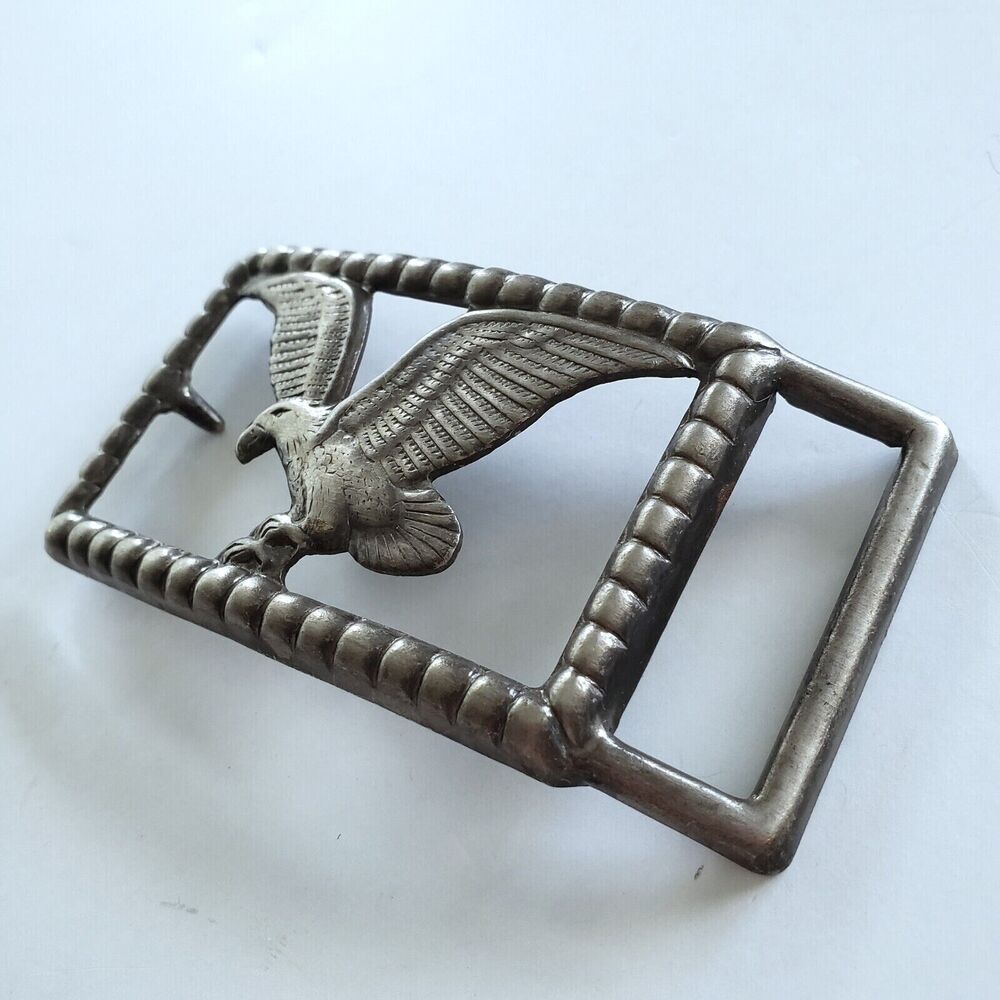 Vintage Eagle Belt Buckle Silvertone Embossed Country Western Rodeo Biker Retro - Picture 8 of 9